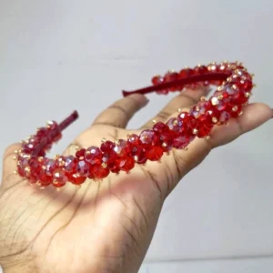 Diadema Delgada Roja en Perlas y Murano