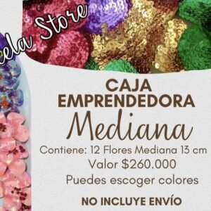 Caja Emprendedora x 12 Flores MEDIANAS(13cm) Colores Variados