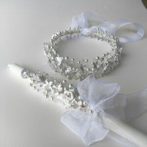 Combo Cirio y Tiara en Alambrismo Plateado o Dorado