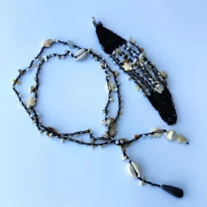 Combo Collar y Pulsera Croachet Oceano Color Negro (PROMO)