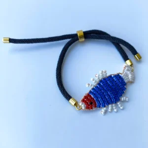 Pulsera Artesanal "Pescadito Azul" con Mostacilla (PROMO)