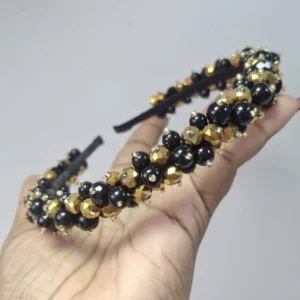 Diadema Delgada Dorado con Negro