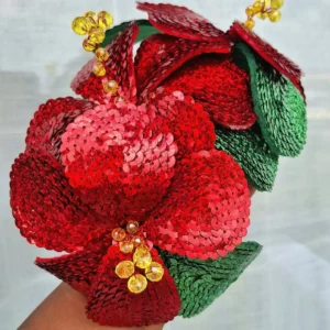 Tocado en Peineta 3 Flores Cayena Carnaval