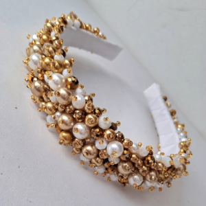 Diadema Mediana Blanco con Dorado