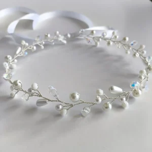 Diadema Flexible Romántica en Perlas y Murano